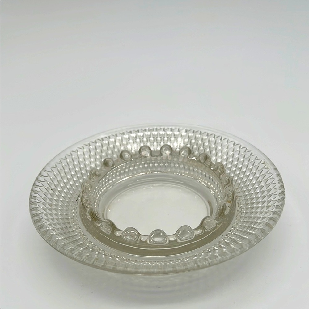 Vintage American Brilliant Cut Glass Cigarette Ashtray 6.25" Heavy Glass